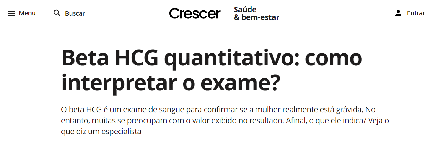 Exame Resultado Valor de Referência: Gonadotrofina Coriônica